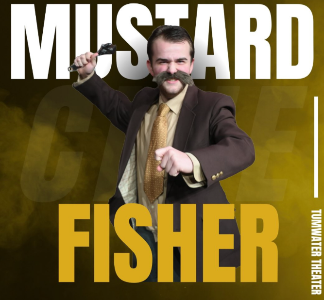 Fisher Abbott as Colonel Mustard. Courtesy of Tumwater Theater